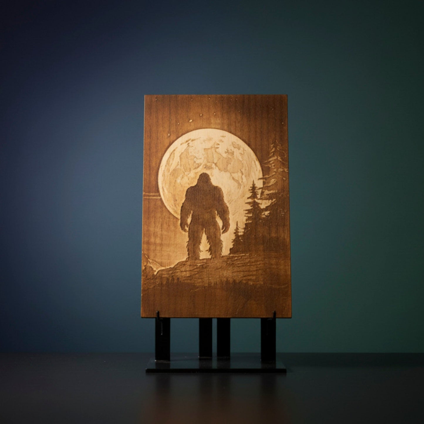 Bigfoot in Full Moon Engraving
