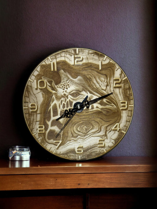 3D Illusion Engraving -Giraffe Wall Clock