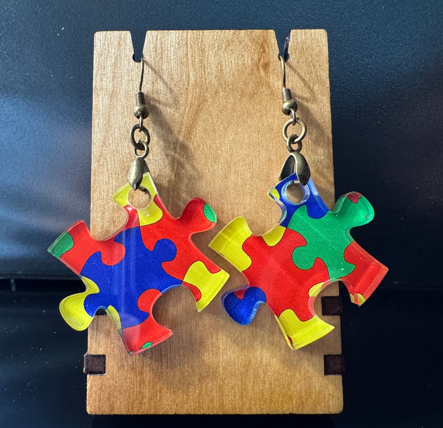 Puzzle Piece Shaped Acrylic Earrings