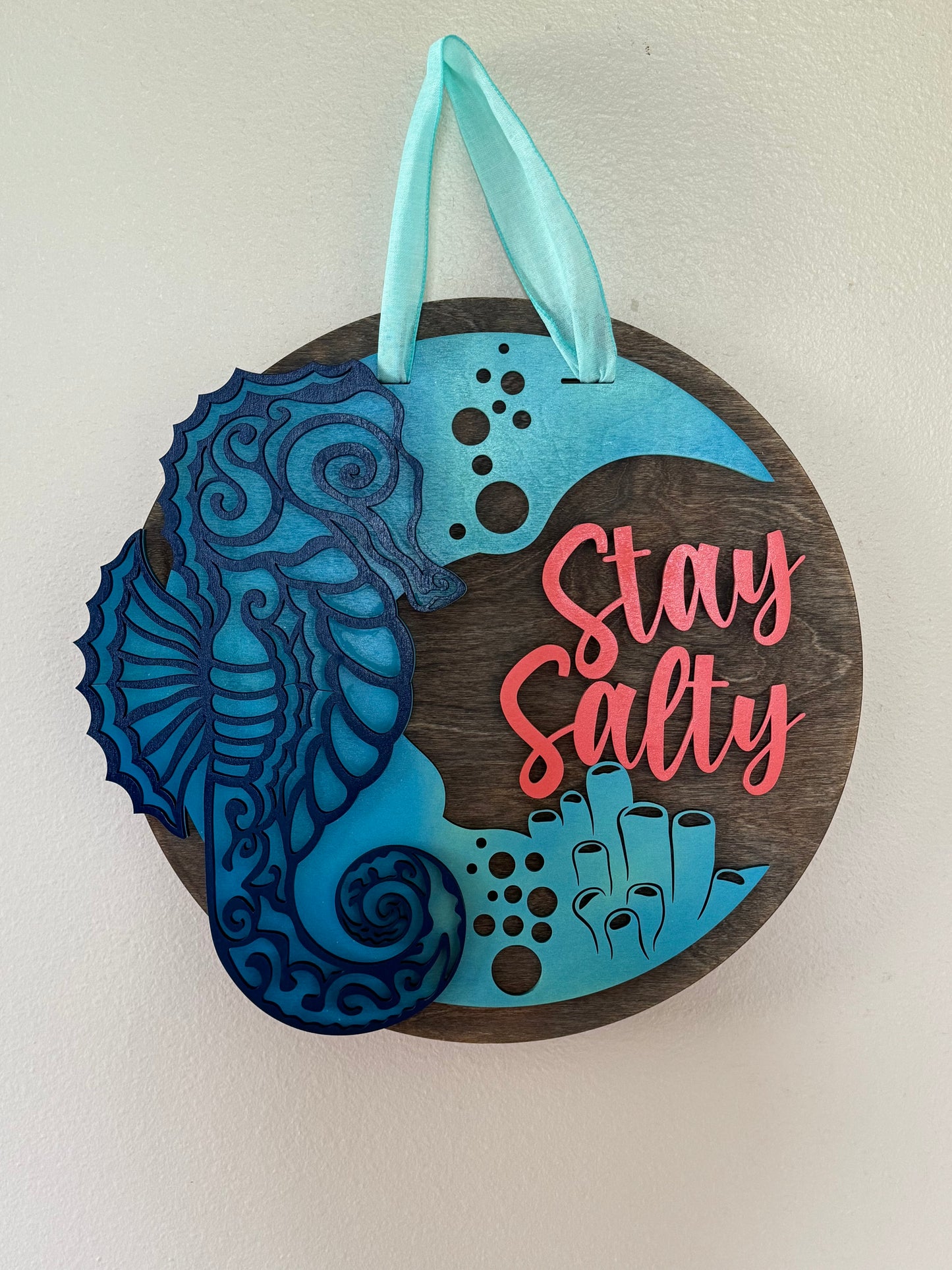 Hanger- Door/Wall -Stay Salty Seahorse