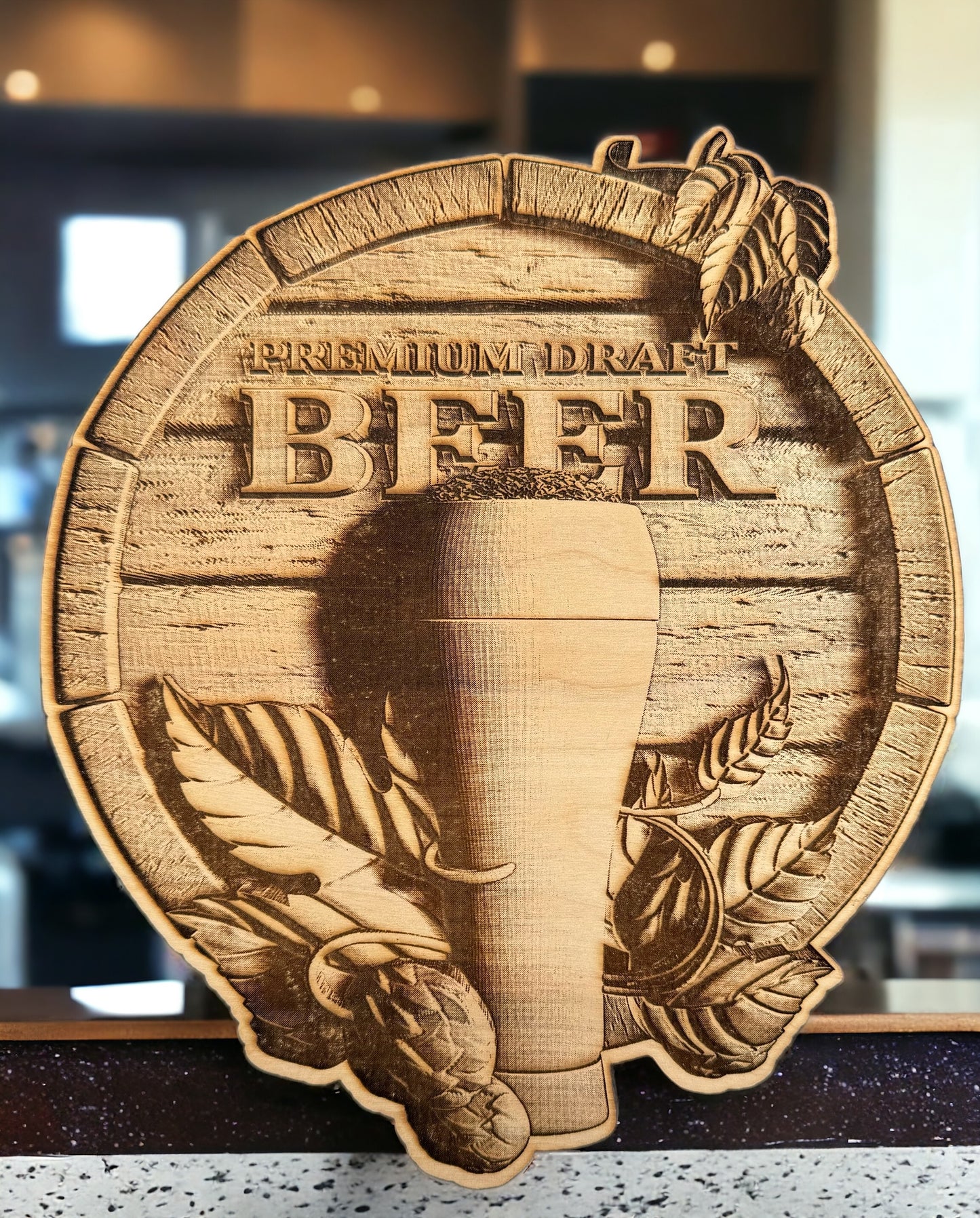 3D Illusion Engraving -Beer: Premium Draft