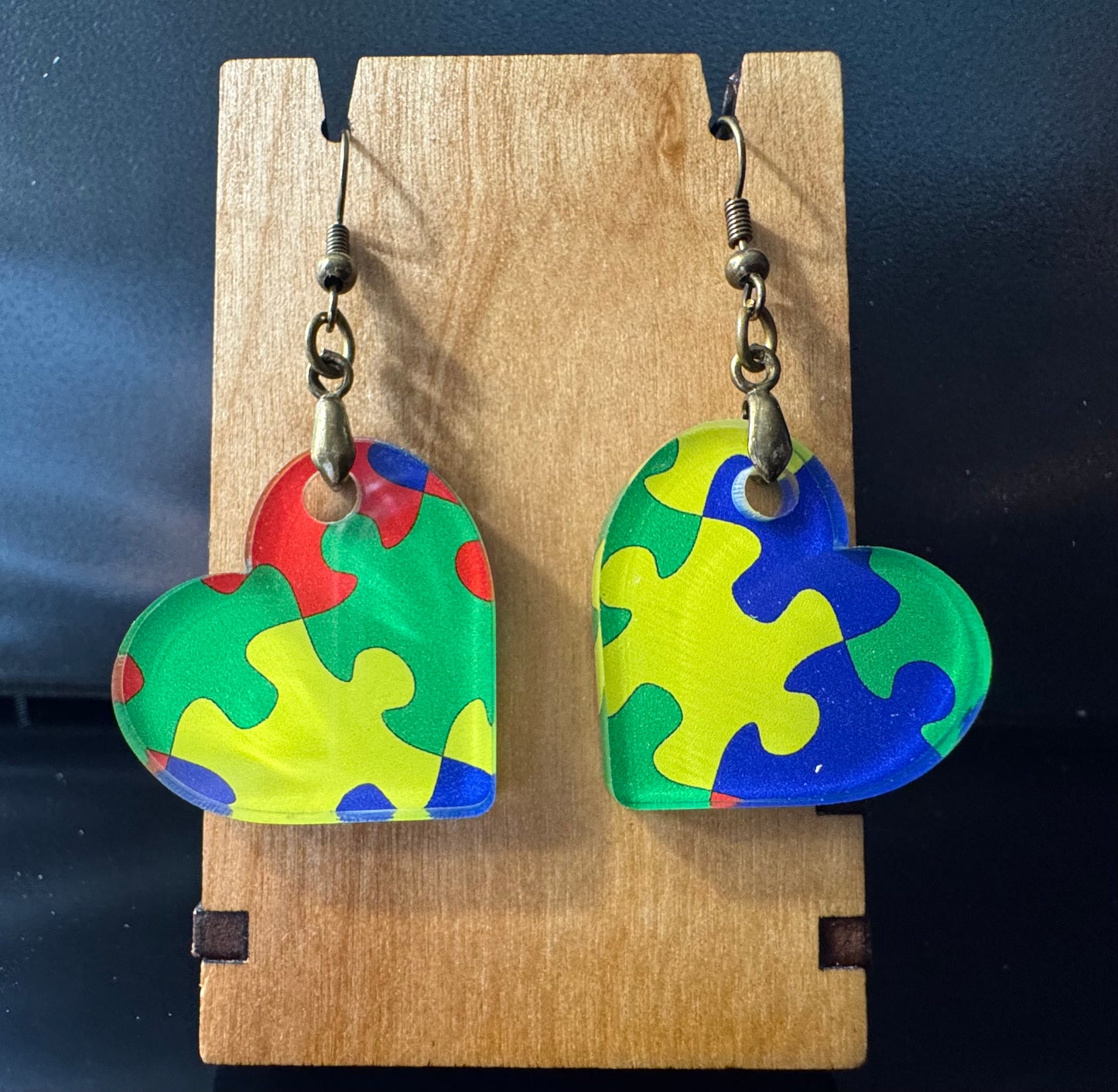 Heart Shaped Puzzle Acrylic Earrings