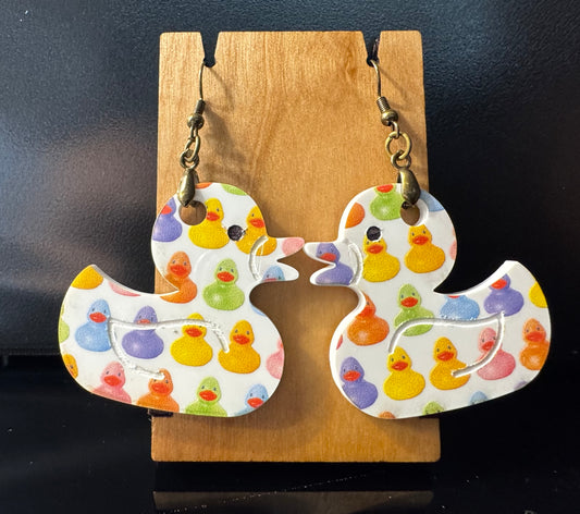 Rubber Duck Acrylic Earrings -Lrg