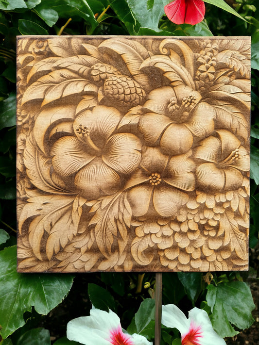 3D Illusion Engraving -Tropical Hibiscus