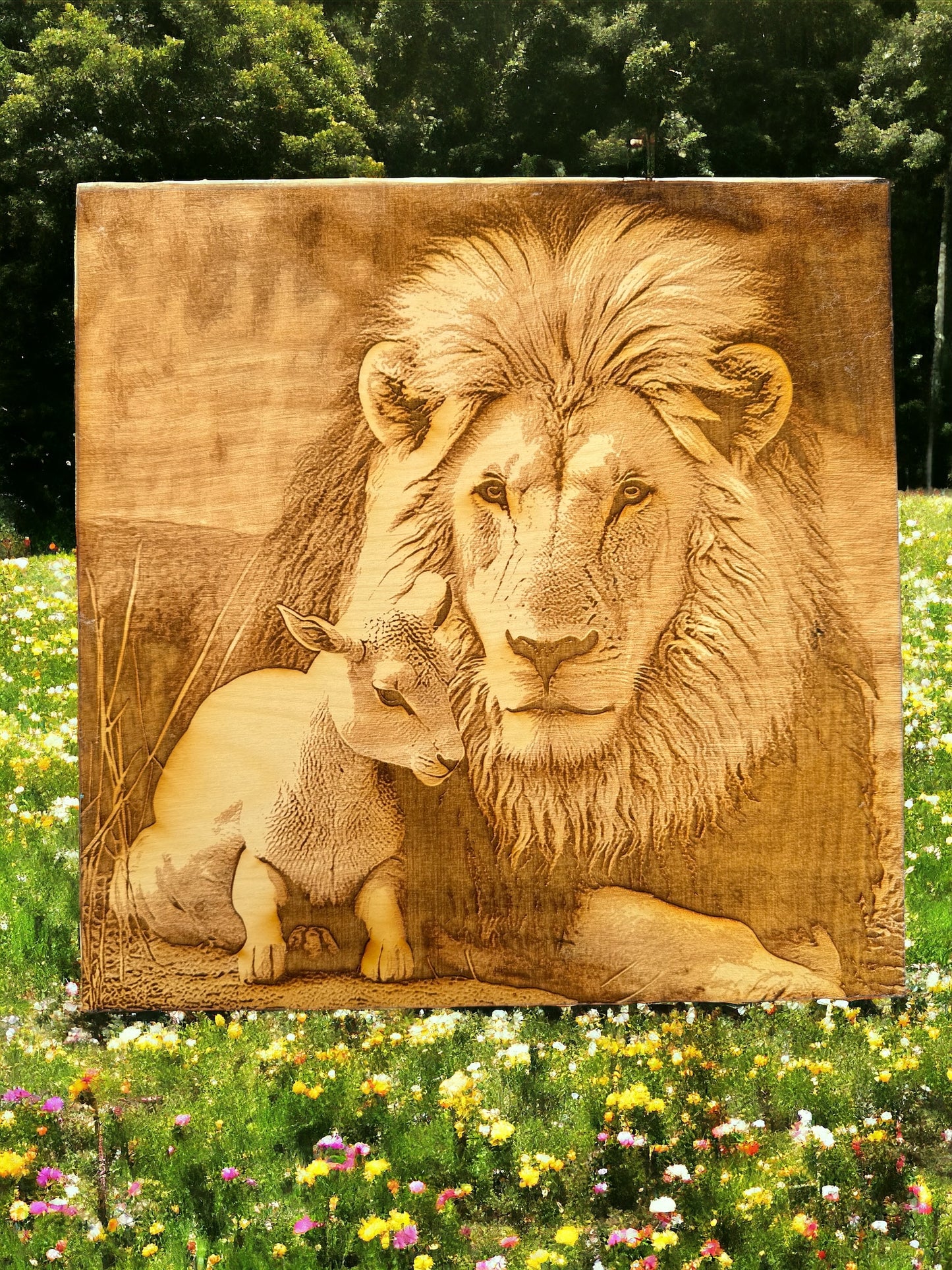 3D Illusion Engraving -Lion and Lamb