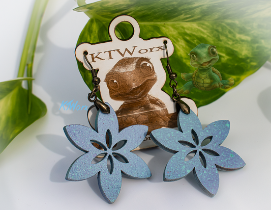 Blue/Purple Spotted Flower Earrings