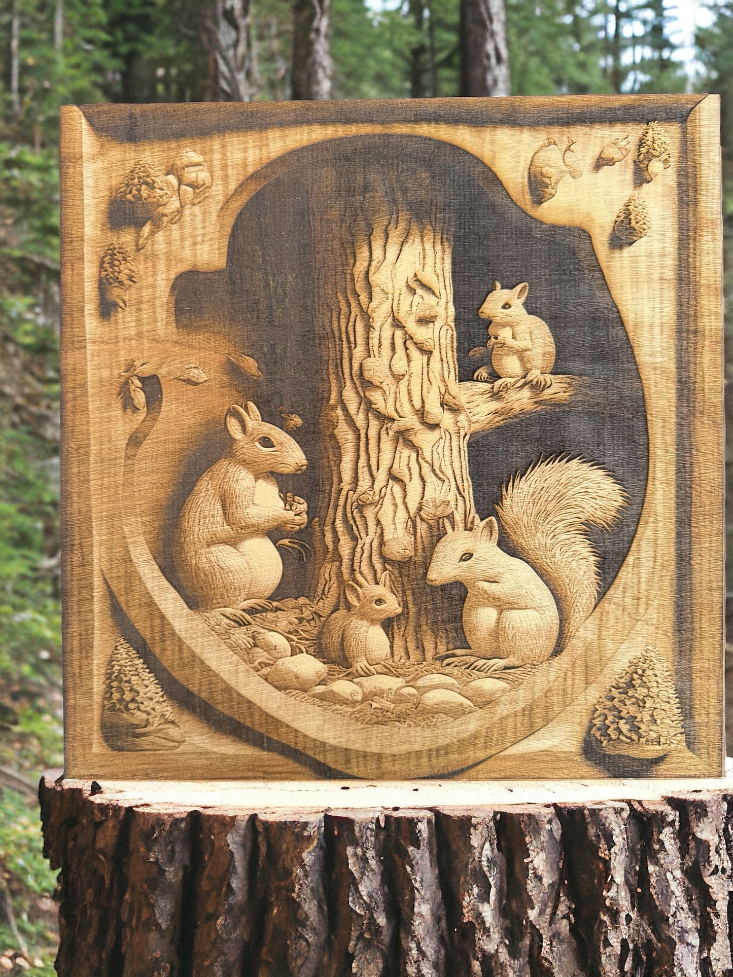 3D Illusion Engraving -Little Four Squirrels