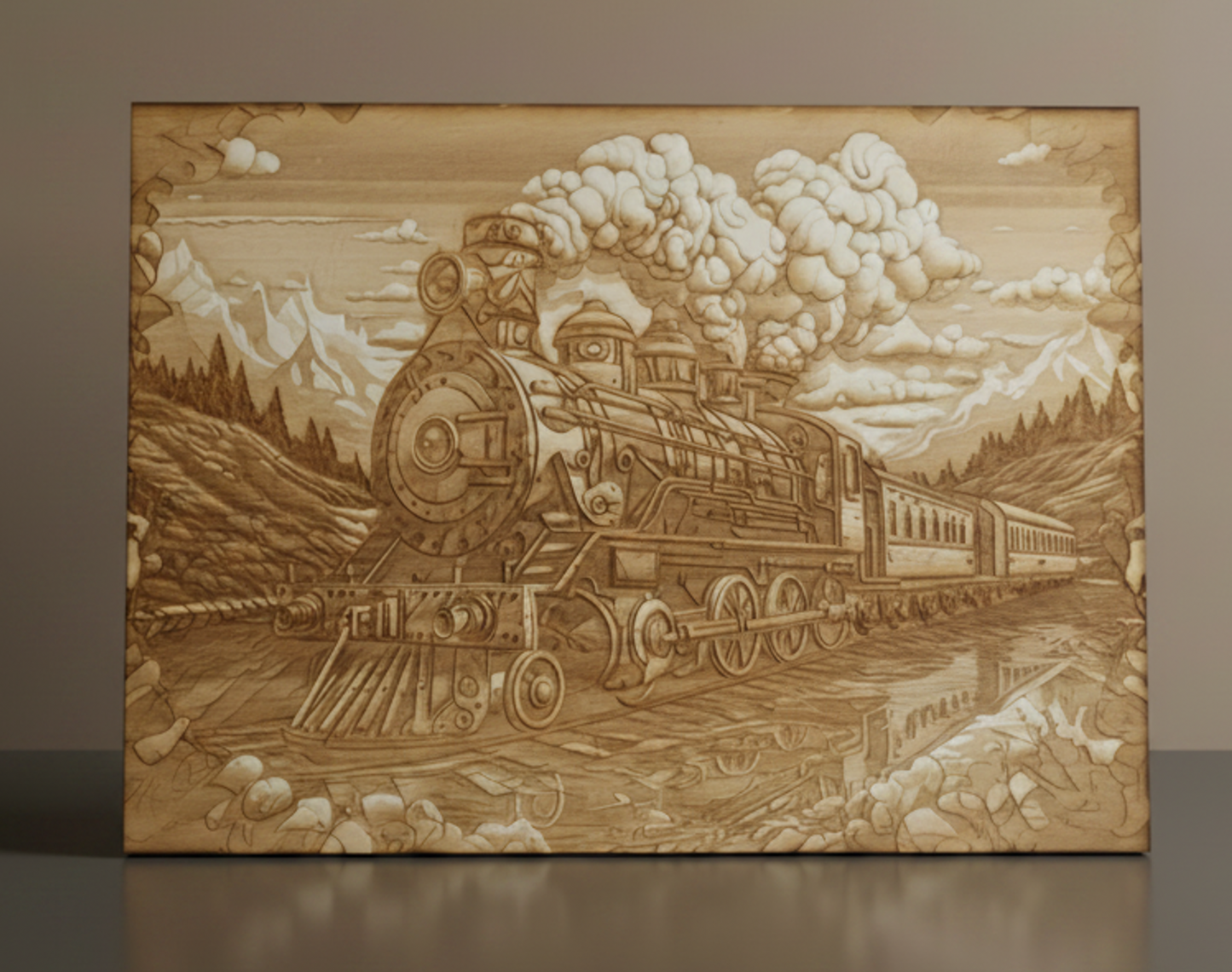 Artsy Train 3D Illusion Engraving