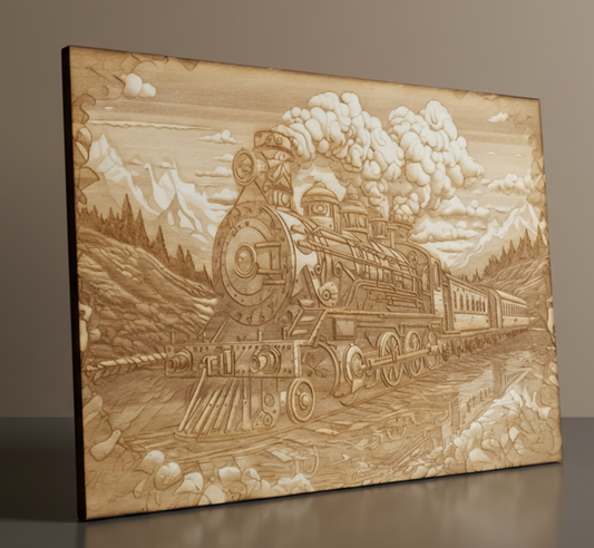 Artsy Train 3D Illusion Engraving