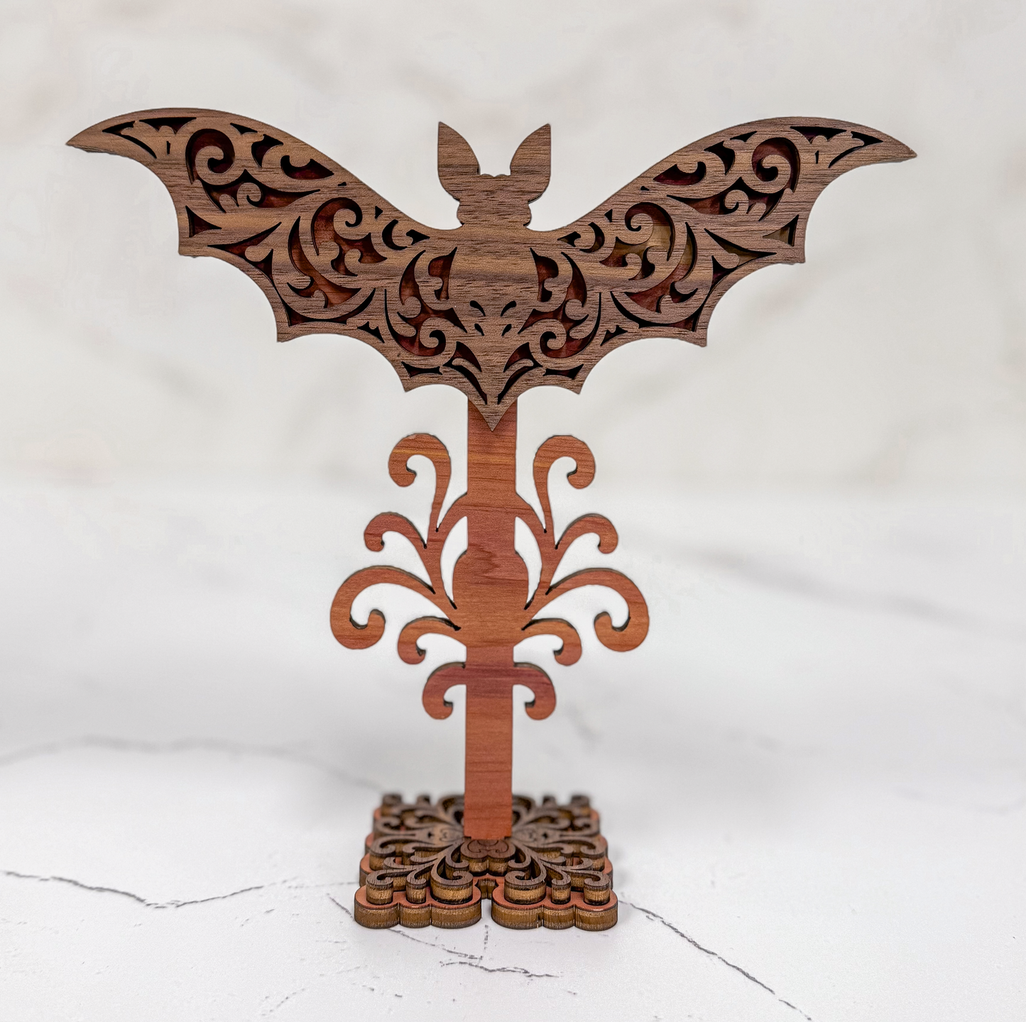 Filigree Bat & Moon Wooden Décor -Decor / Gifts