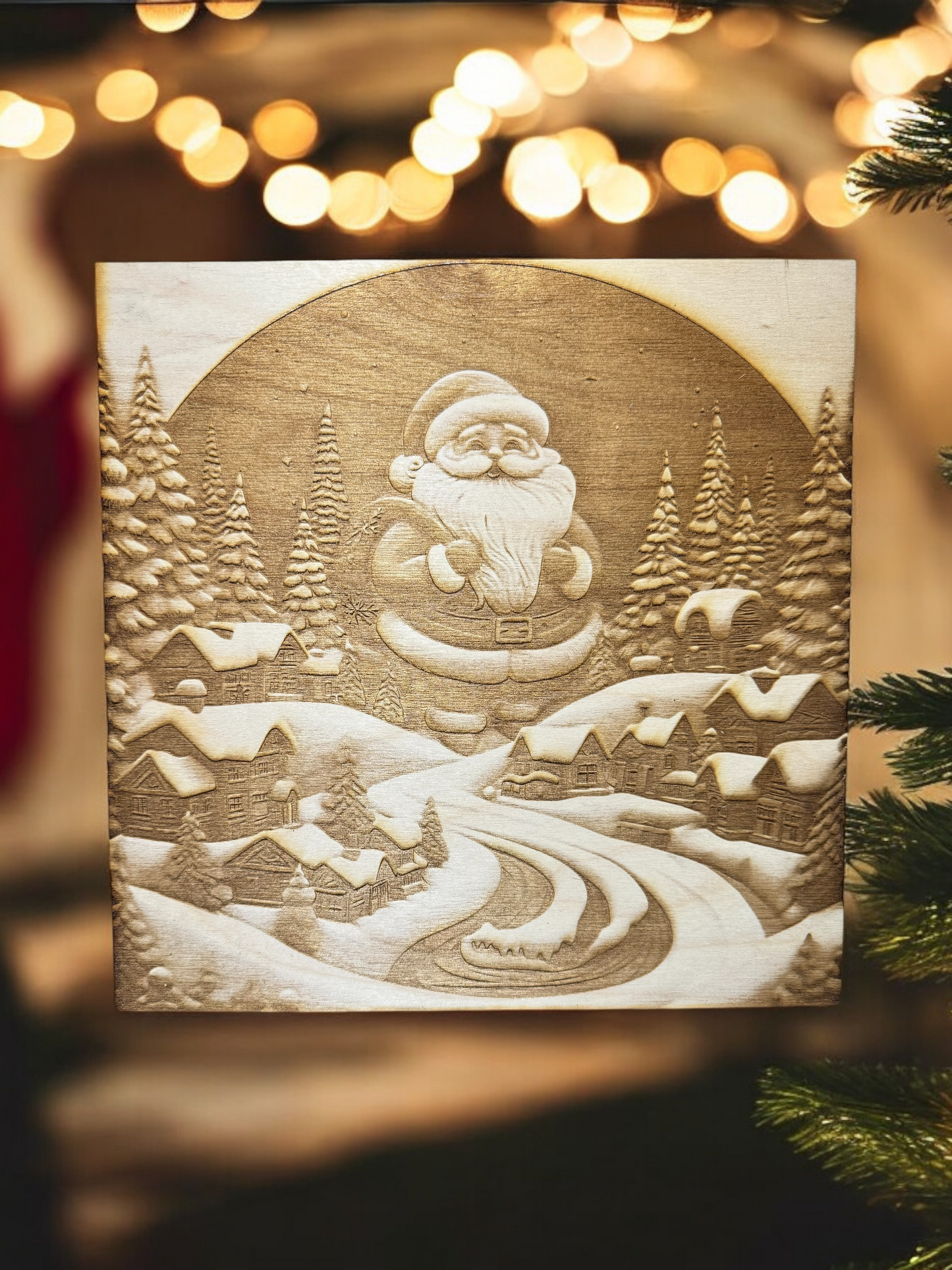 3D Illusion Engraving -Santa Village