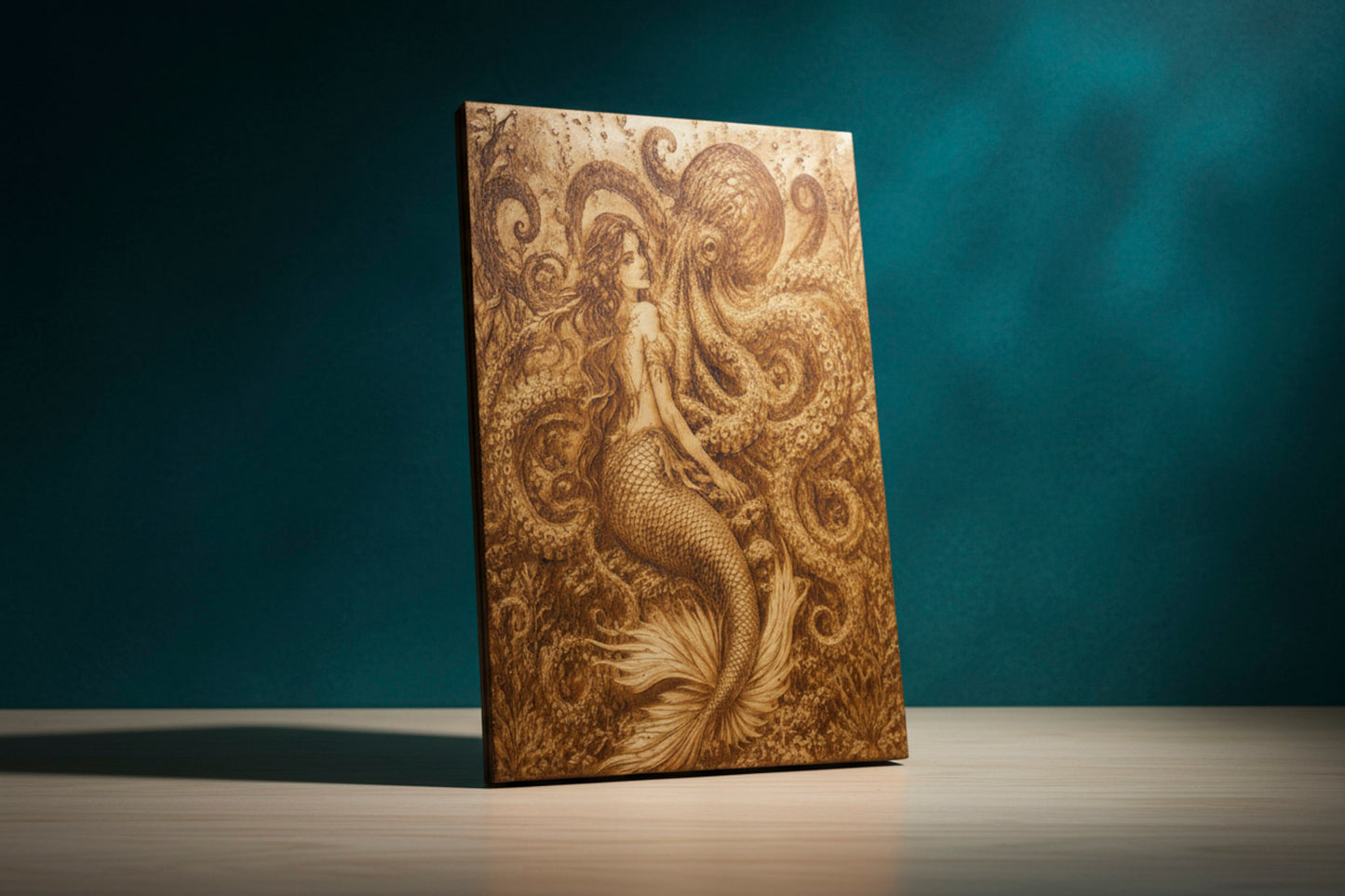 Mermaid & Octopus Engraving