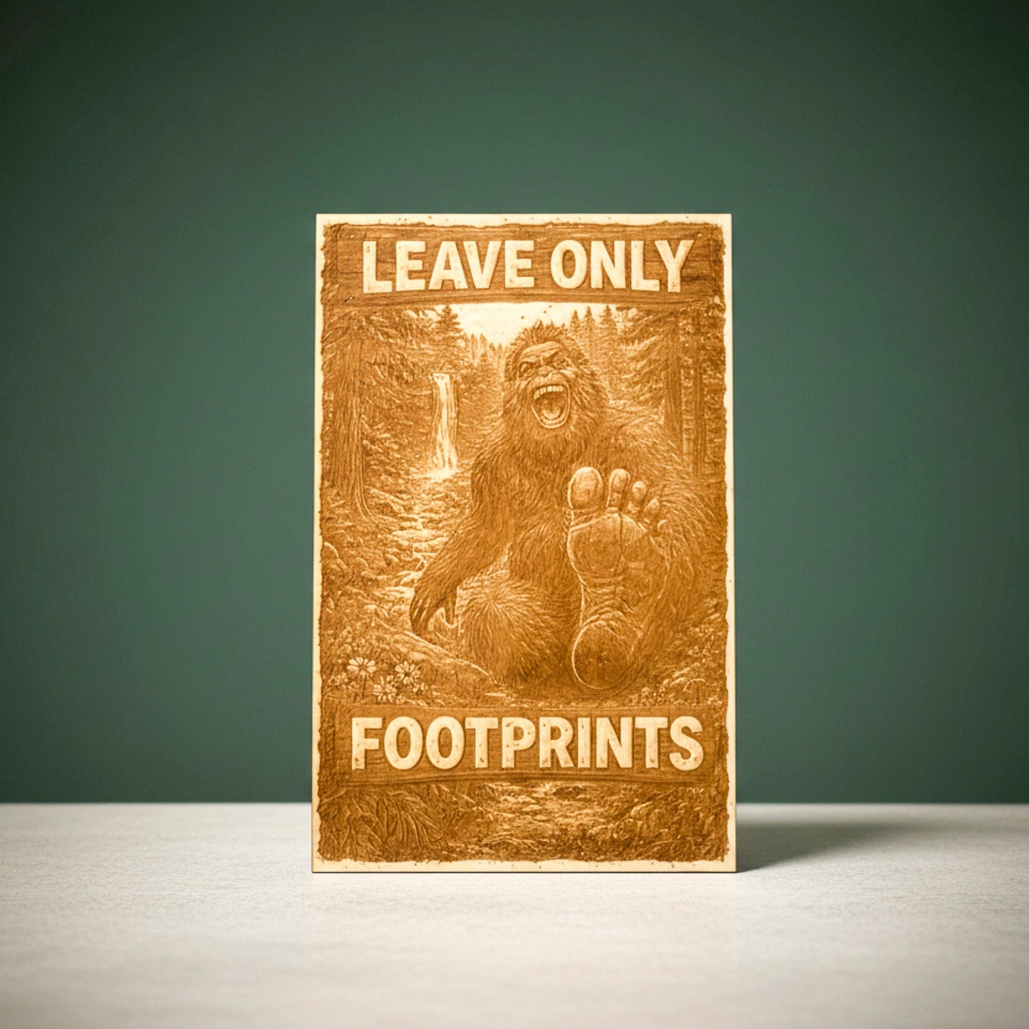 Bigfoot Footprints Engraving