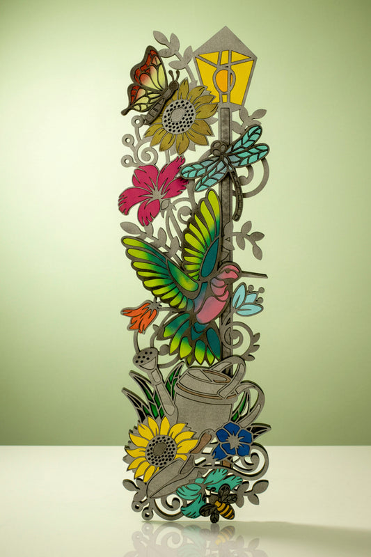 Layered Garden Hummingbird Wood Art
