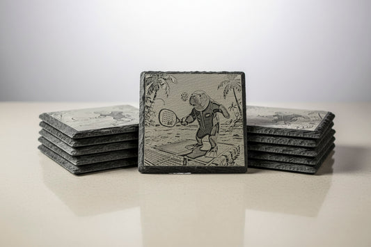 Manatee Pickleball Slate Coasters
