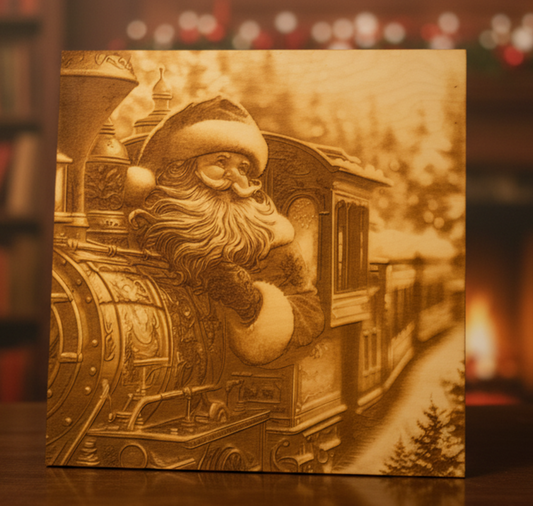 Santa Train Engraving