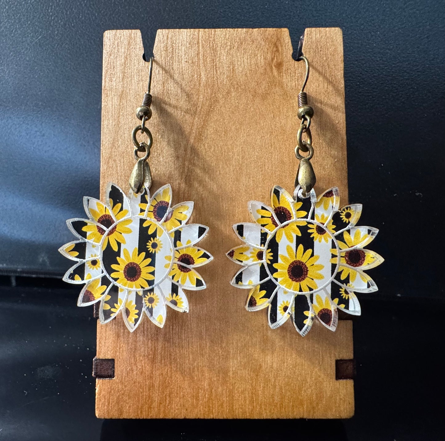 Sunflower Acrylic Sunflower Pattern Earrings