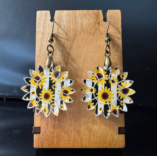 Sunflower Acrylic Sunflower Pattern Earrings