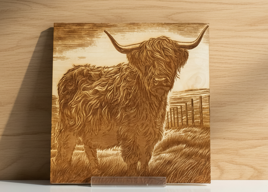Highland Cow, Full Side, 3D Illusion
