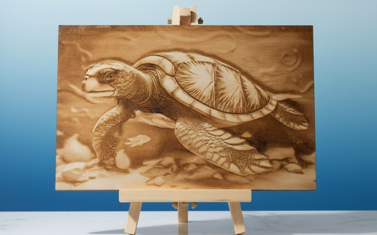 Lonely Loggerhead Turtle 3D Illusion Engraving