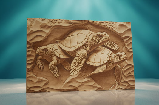 3D Illusion Engraving -Sea Turtle Trio