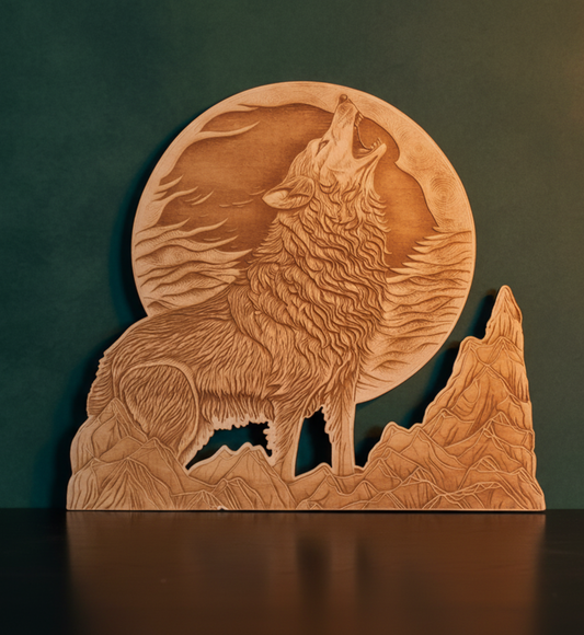 Wolf, cutout, 3D Illusion Engraving
