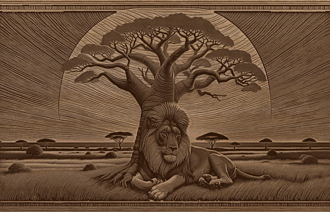 3D Illusion Engraving -Lion African Safari
