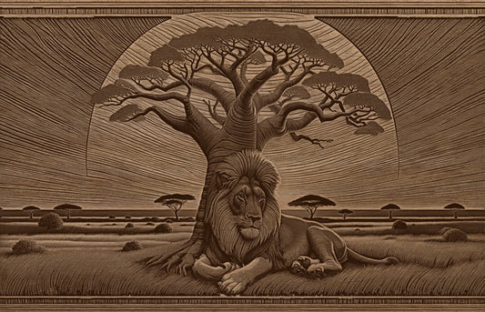 3D Illusion Engraving -Lion African Safari
